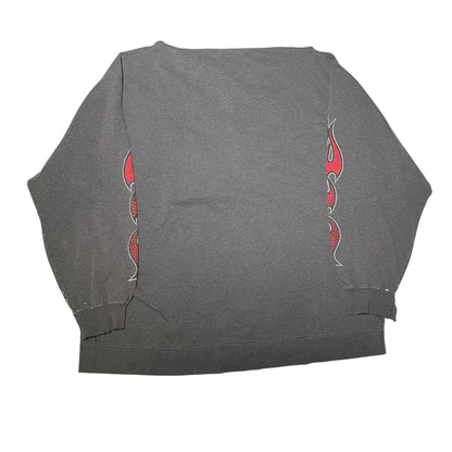Vintage Gray Skull and Flames Hoodie