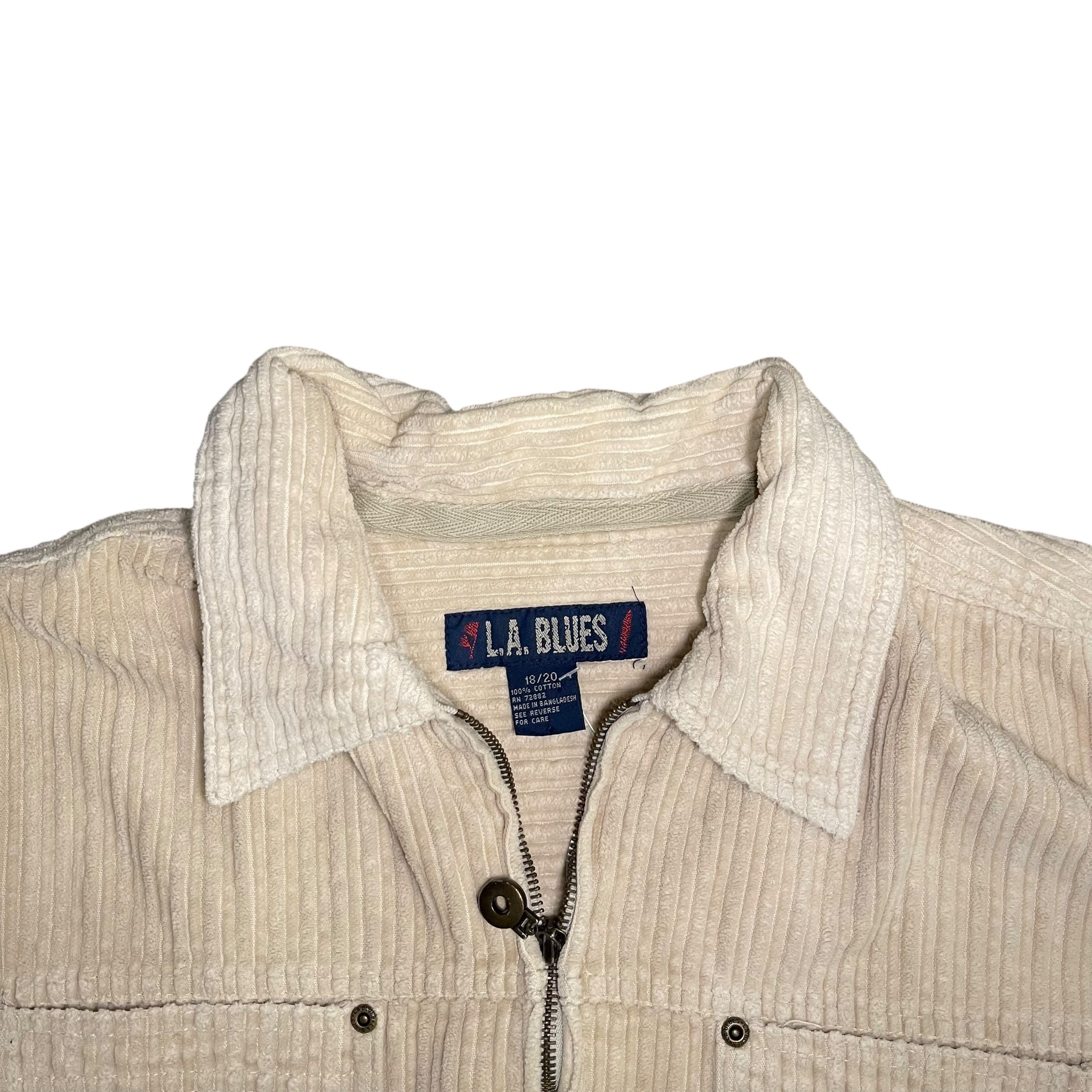 Vintage Y2K Long-Sleeve L.A. Blues Corduroy Zip-Up Jacket