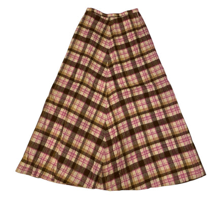 Vintage Pink Plaid Maxi Skirt