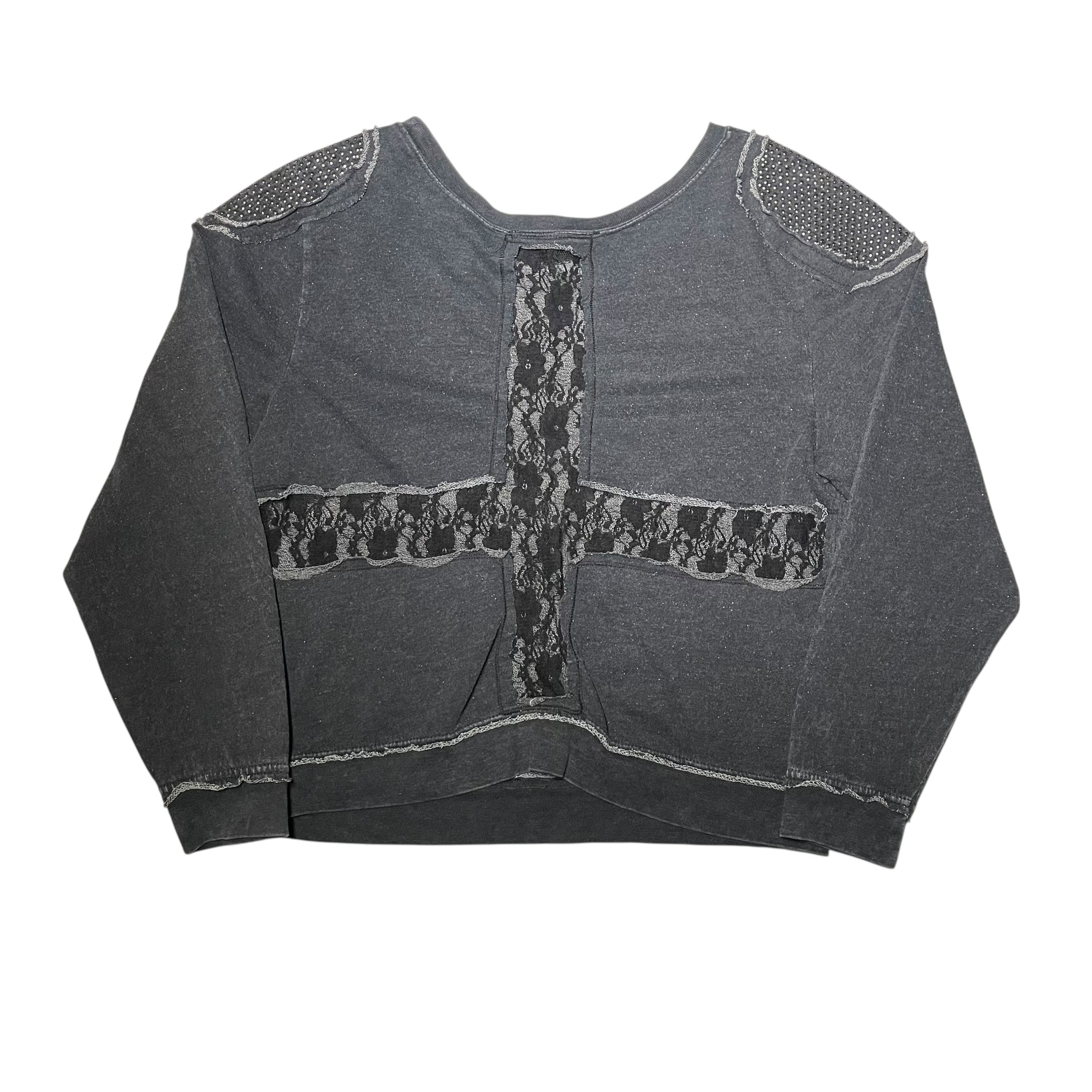 Y2K Affliction Distressed Sheer Crewneck
