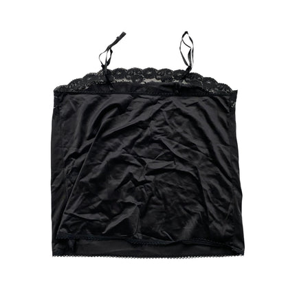 Vintage Black Satin Lacey Lingerie Top