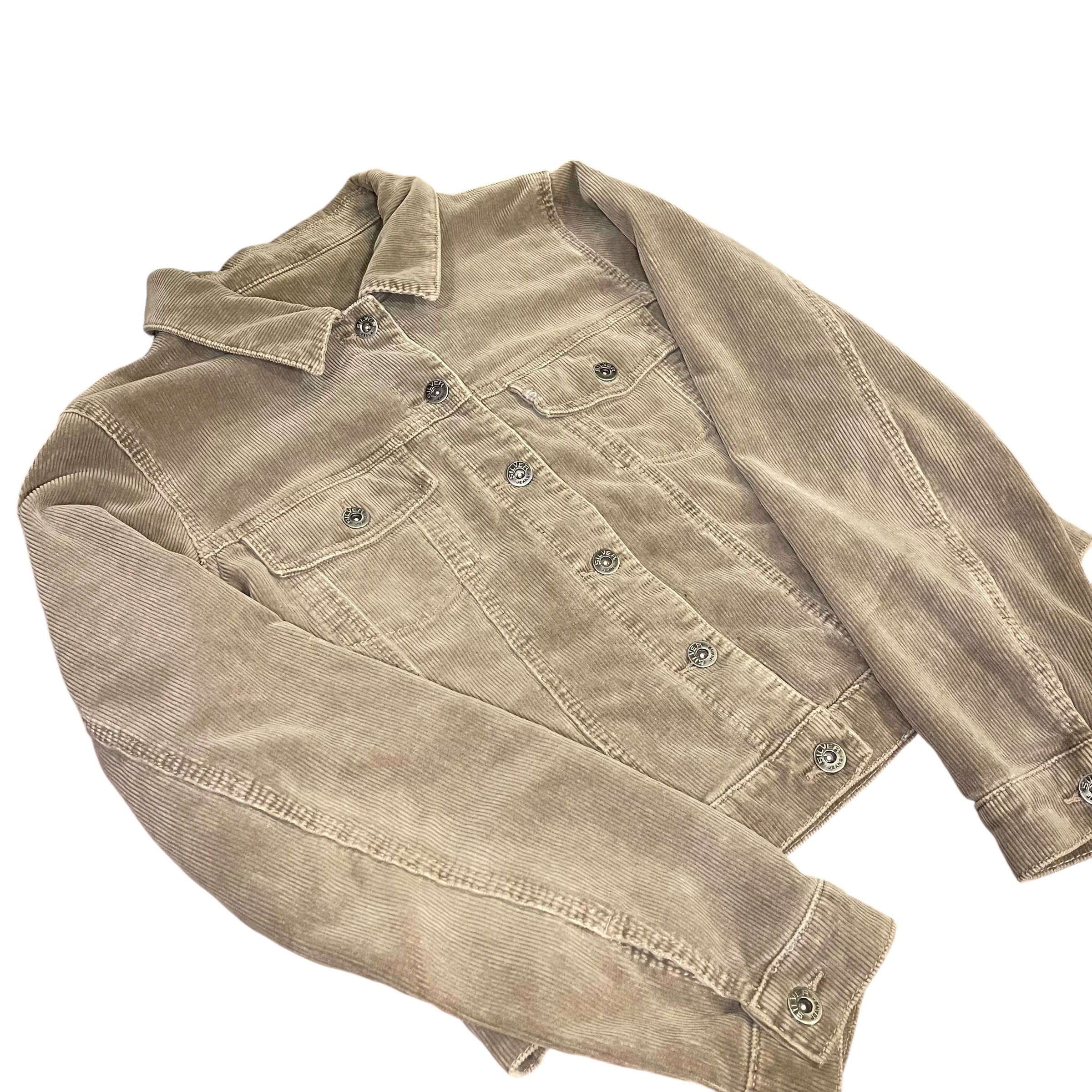 Vintage Y2K Long-Sleeve Silver Jeans Corduroy Jacket