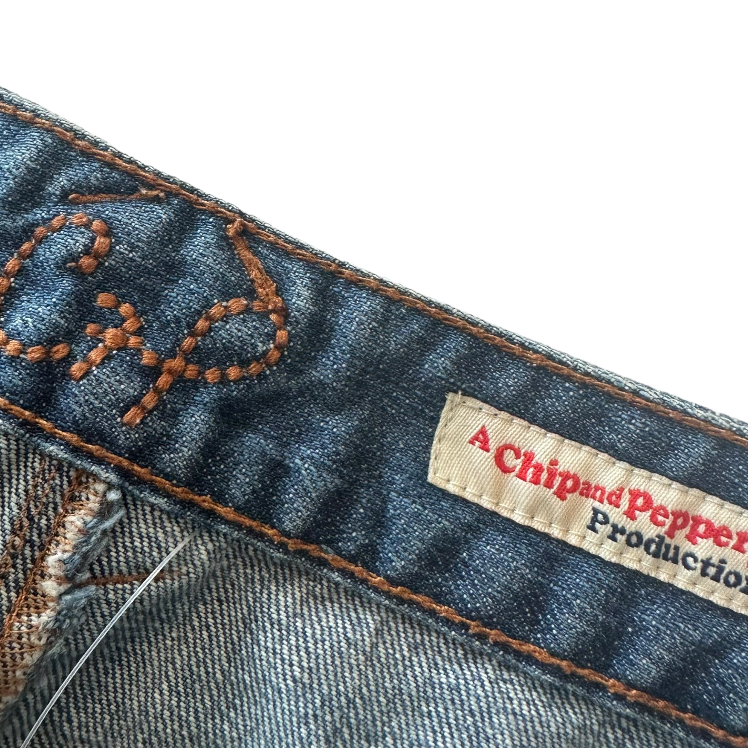 Y2k Chip &amp; Pepper Denim Mini Skirt