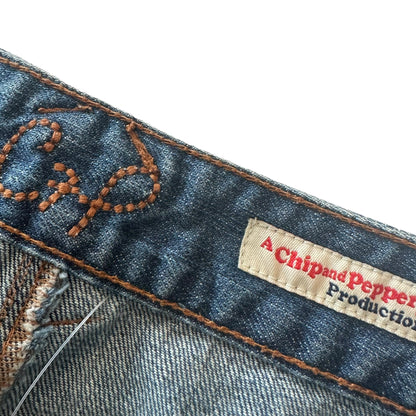 Y2k Chip &amp; Pepper Denim Mini Skirt