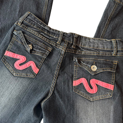 Y2k Zoey &amp; Beth Pink Pocket Flare Jeans