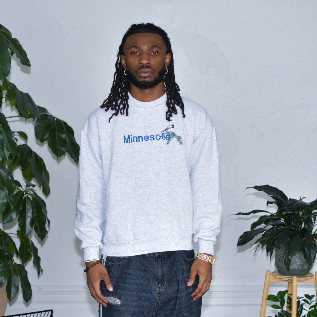 Vintage Minnesota Embroidered Bird Crewneck