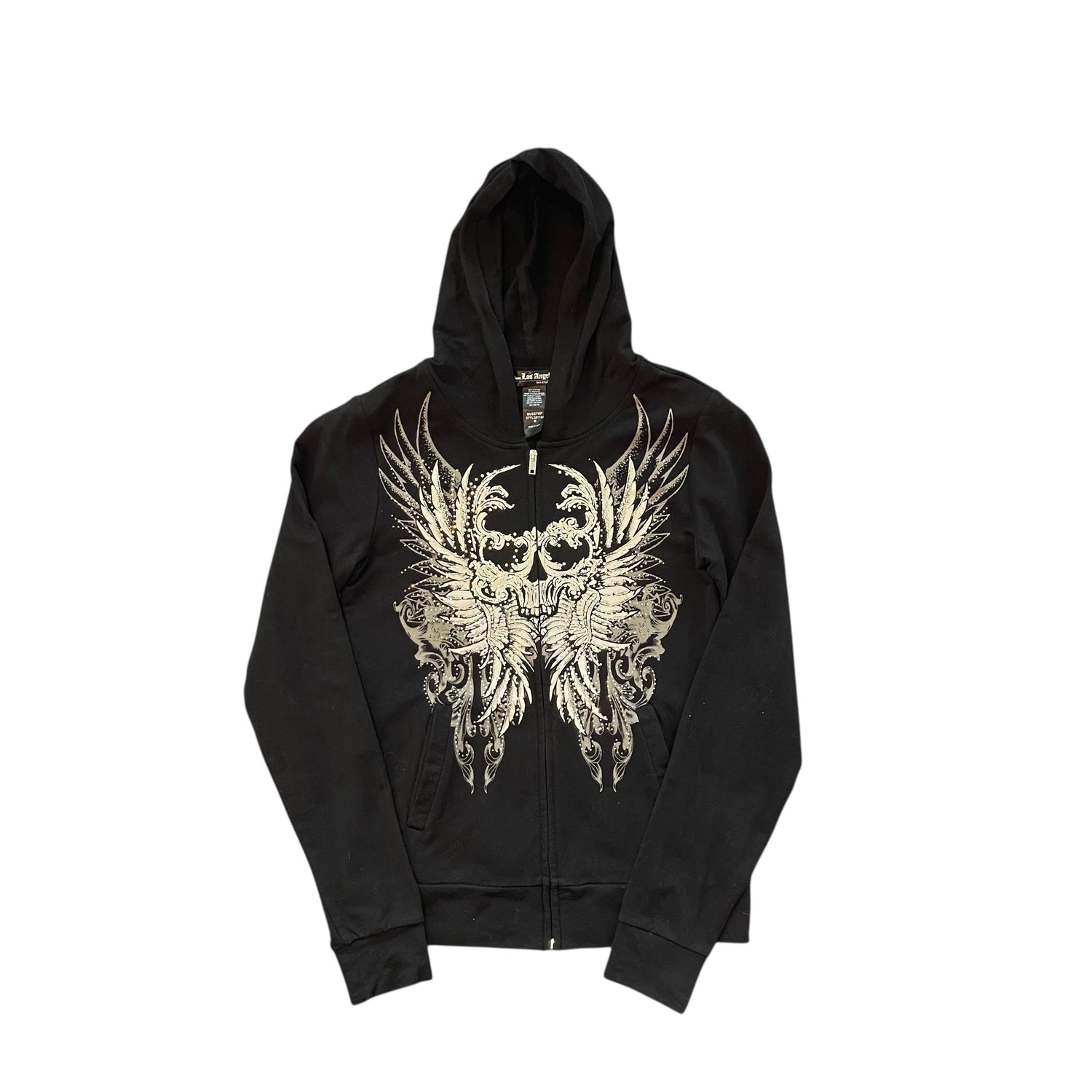 Y2k Los Angeles Bus Stop Bedazzled Skull Hoodie