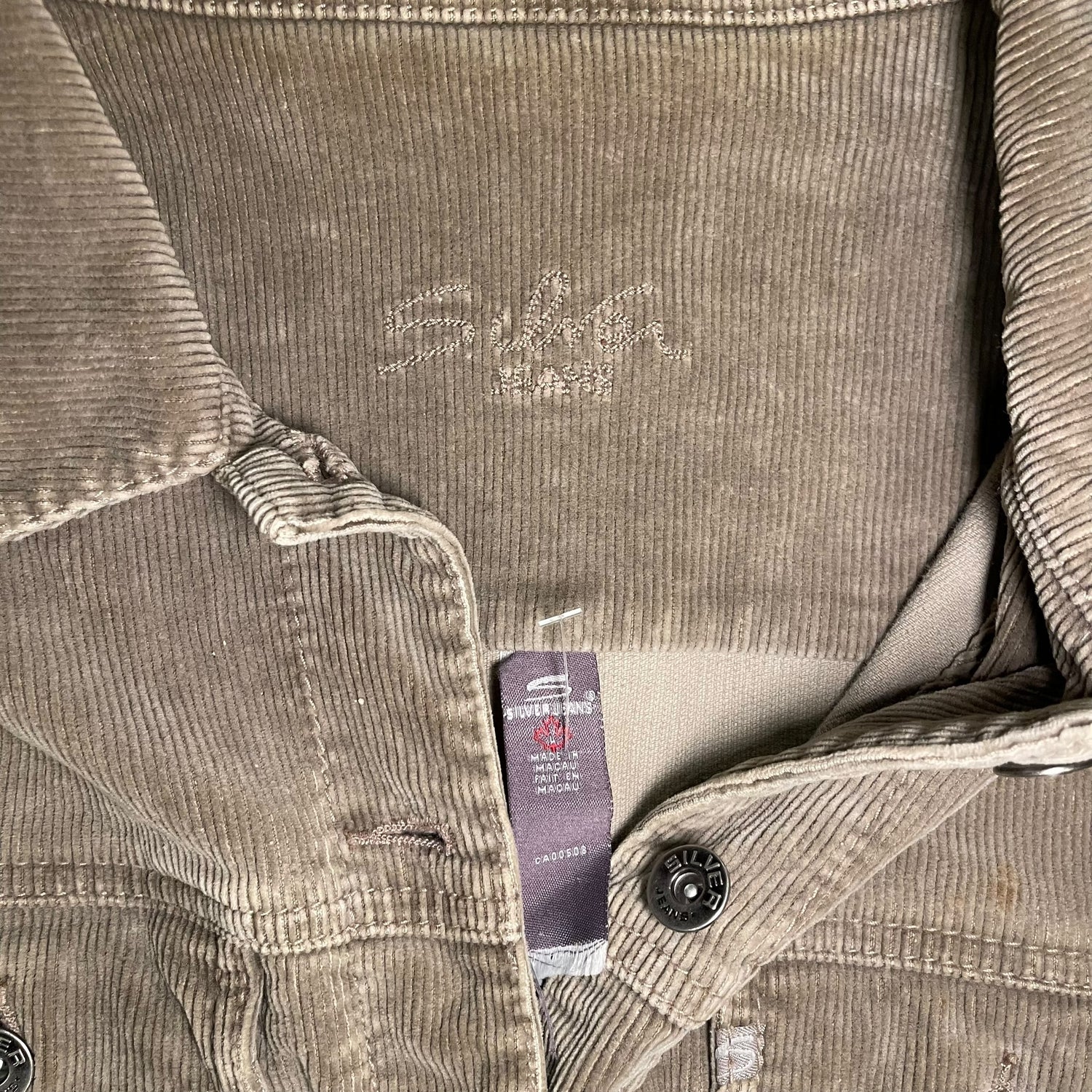 Vintage Y2K Long-Sleeve Silver Jeans Corduroy Jacket