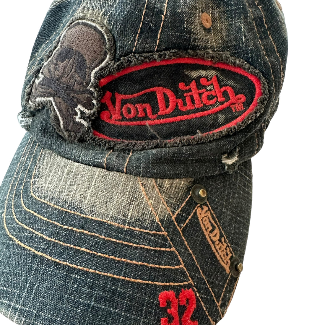 Y2k Von Dutch Denim Patchwork Hat