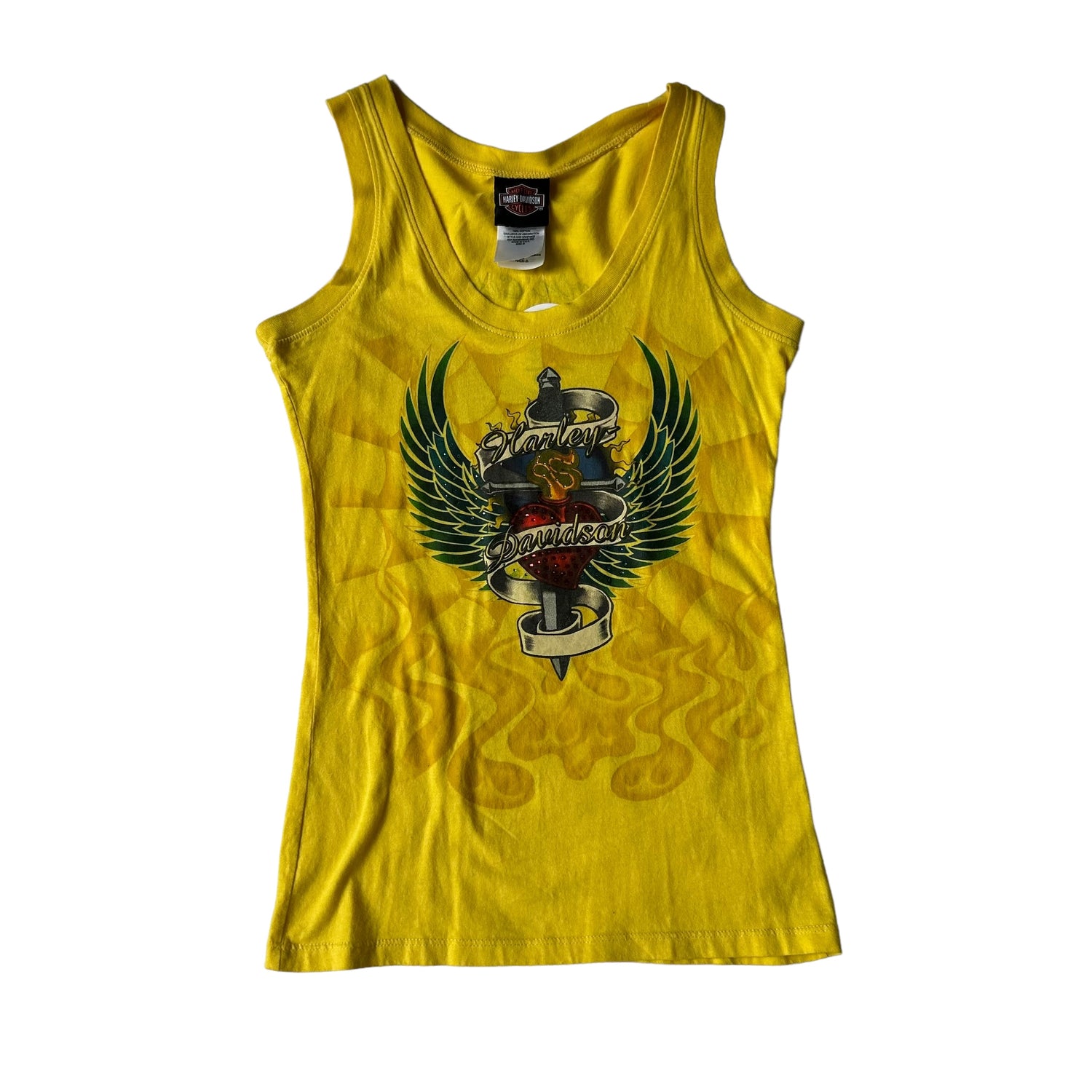 2008 Harley Davidson Yellow Tank Top