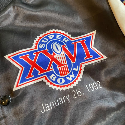 Vintage 1992 Super Bowl XXVI Chalk Line Satin Bomber Jacket