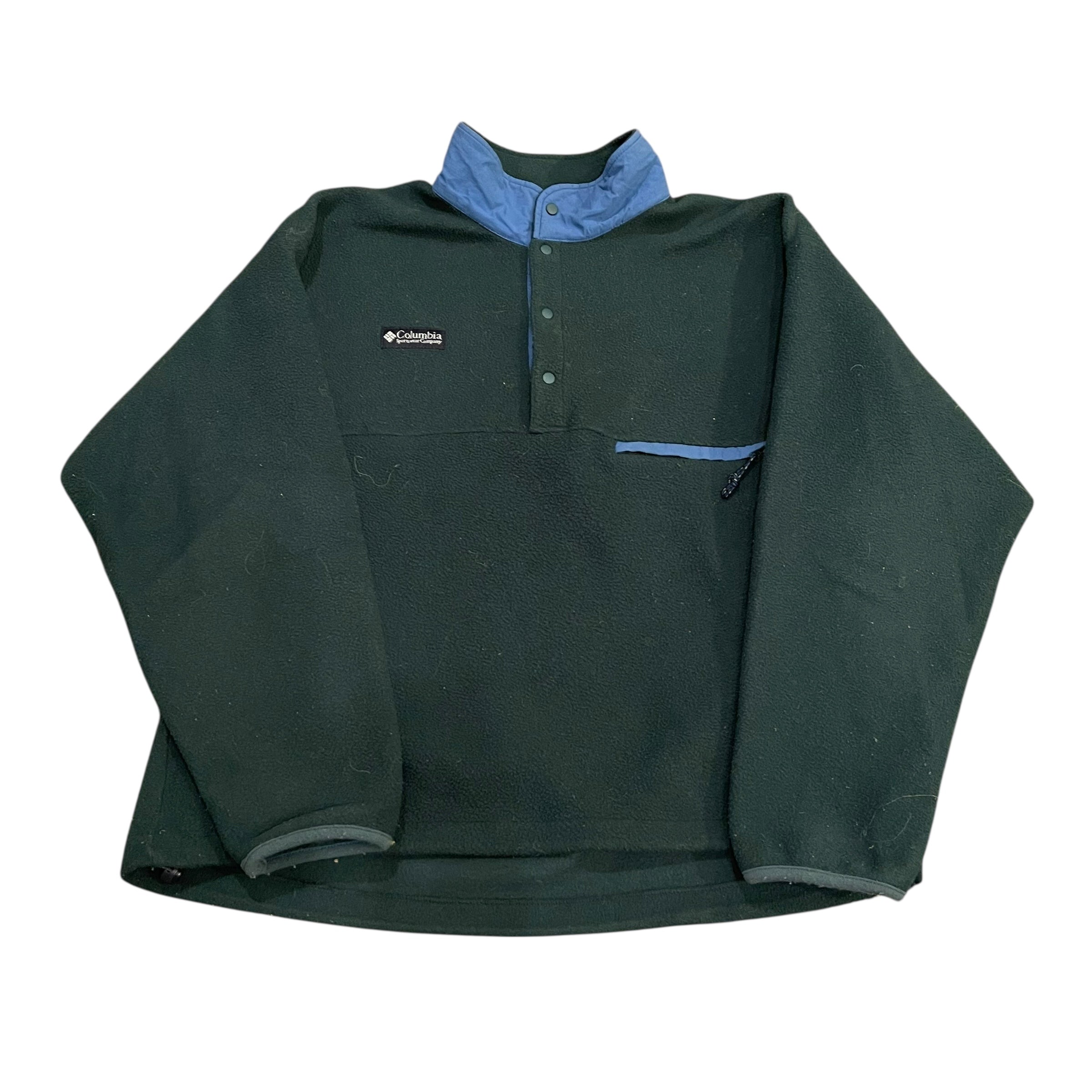Vintage Long-Sleeve Columbia Dark Green Fleece