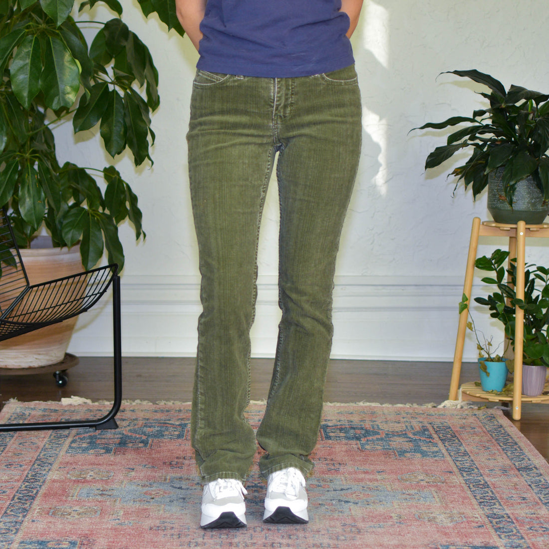 Y2k Green Corduroy Flare Pants