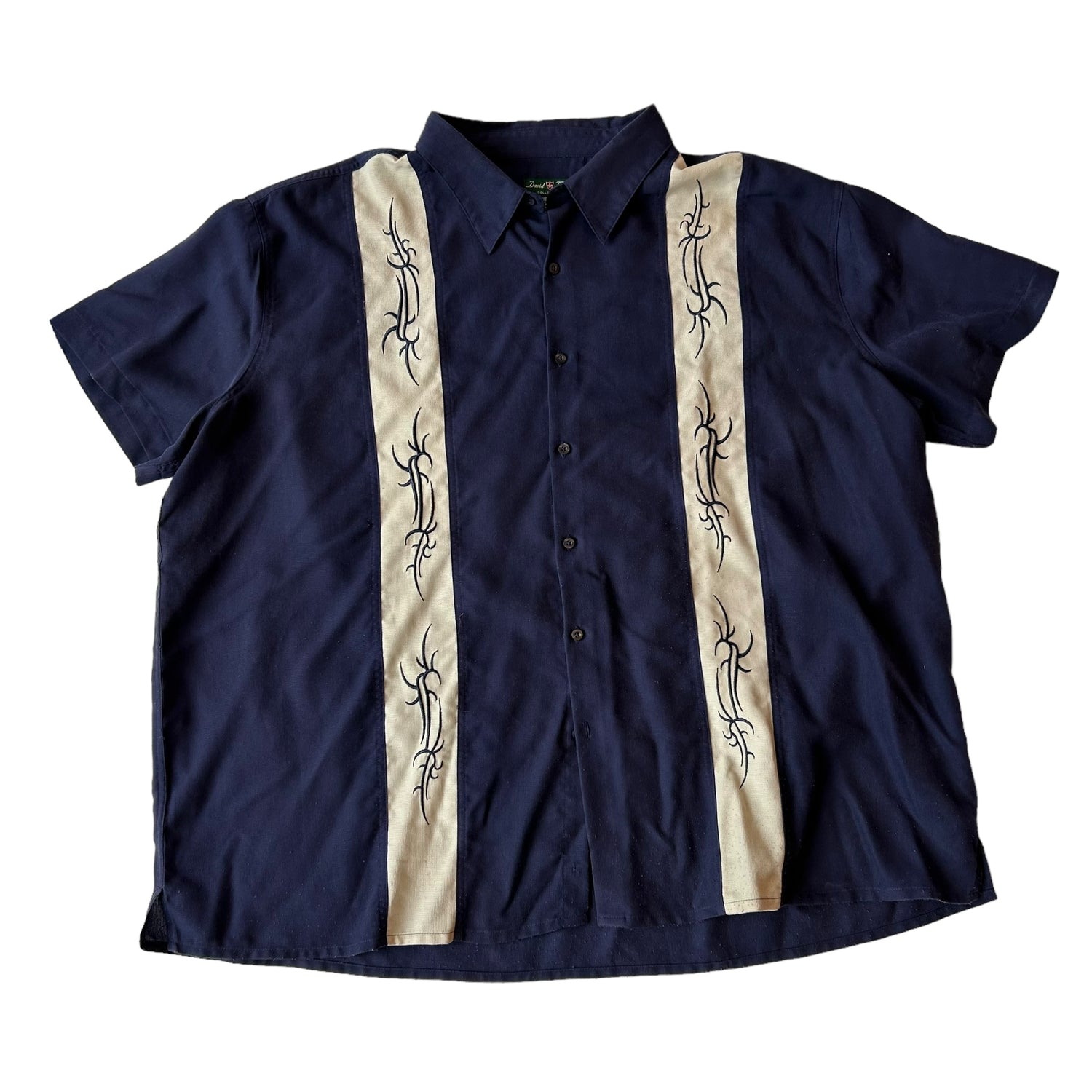 Y2k Navy Short Sleeve Button Up