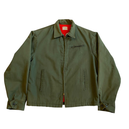 Vintage Green Military Fleece-Lined Bomber Jacket