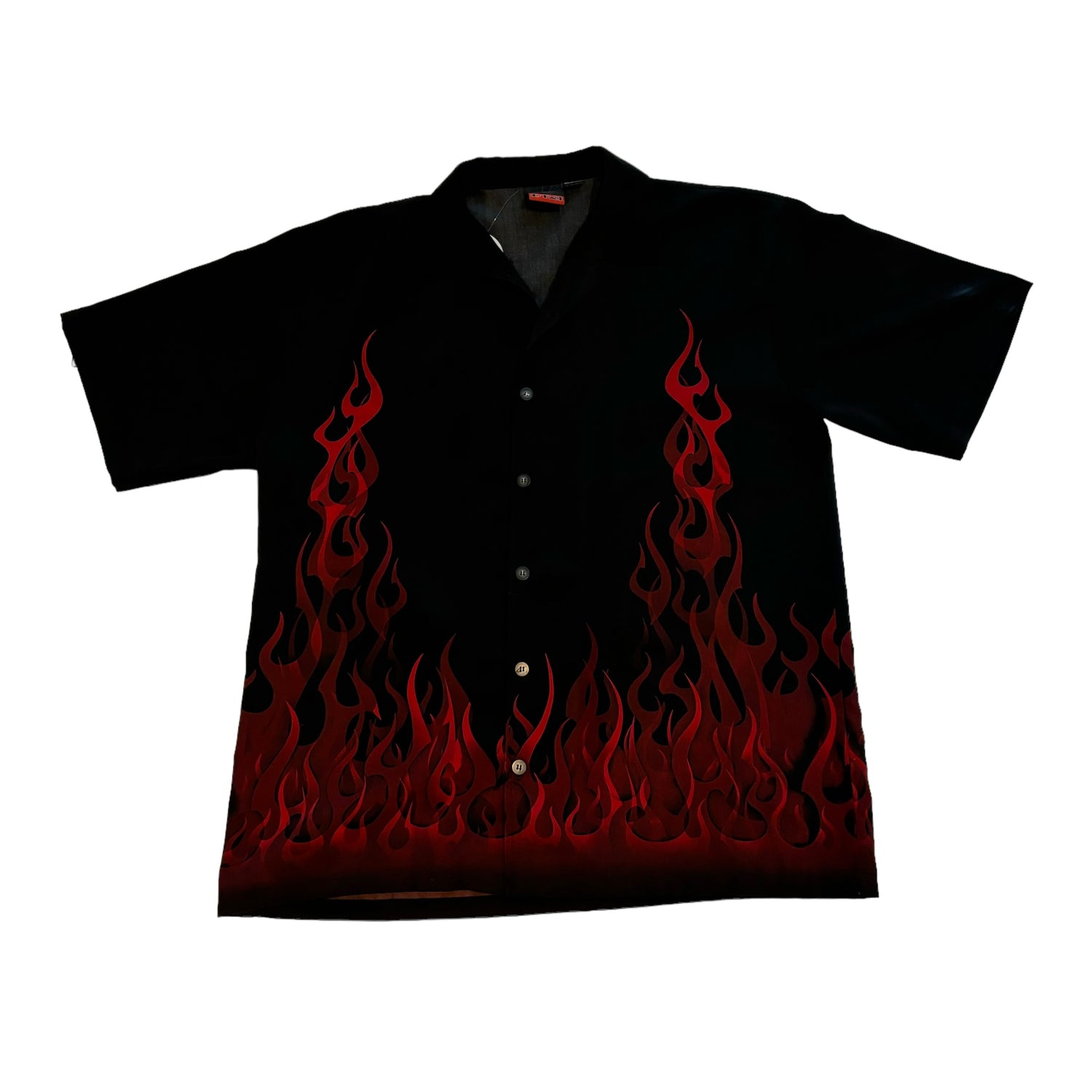 Y2k C-Two Graphic Flame Button Up