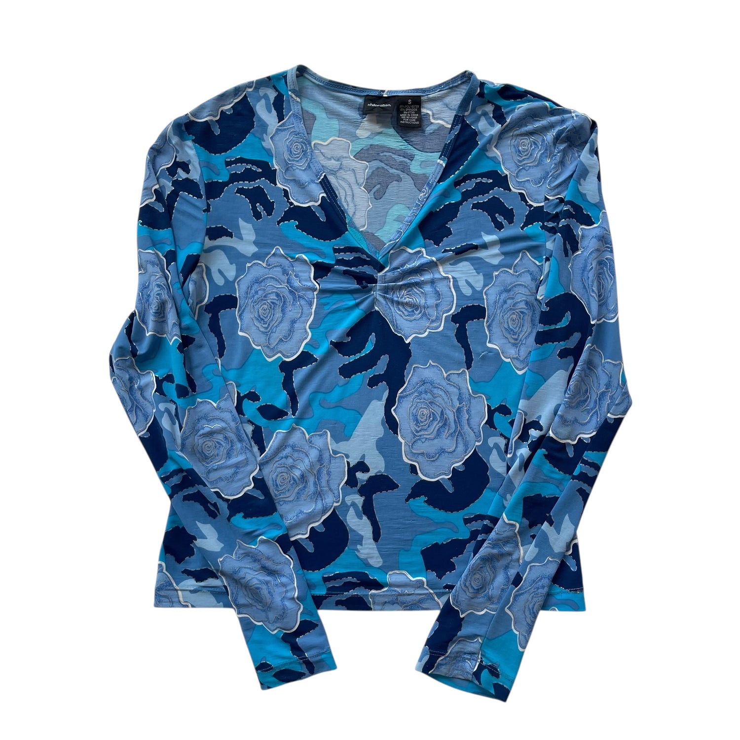 Y2K Xhilaration Blue Long Sleeve V-Neck Blouse