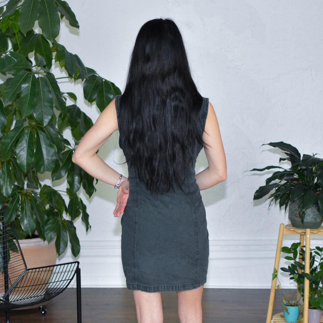 Vintage Revolt Black Denim Button Up Dress