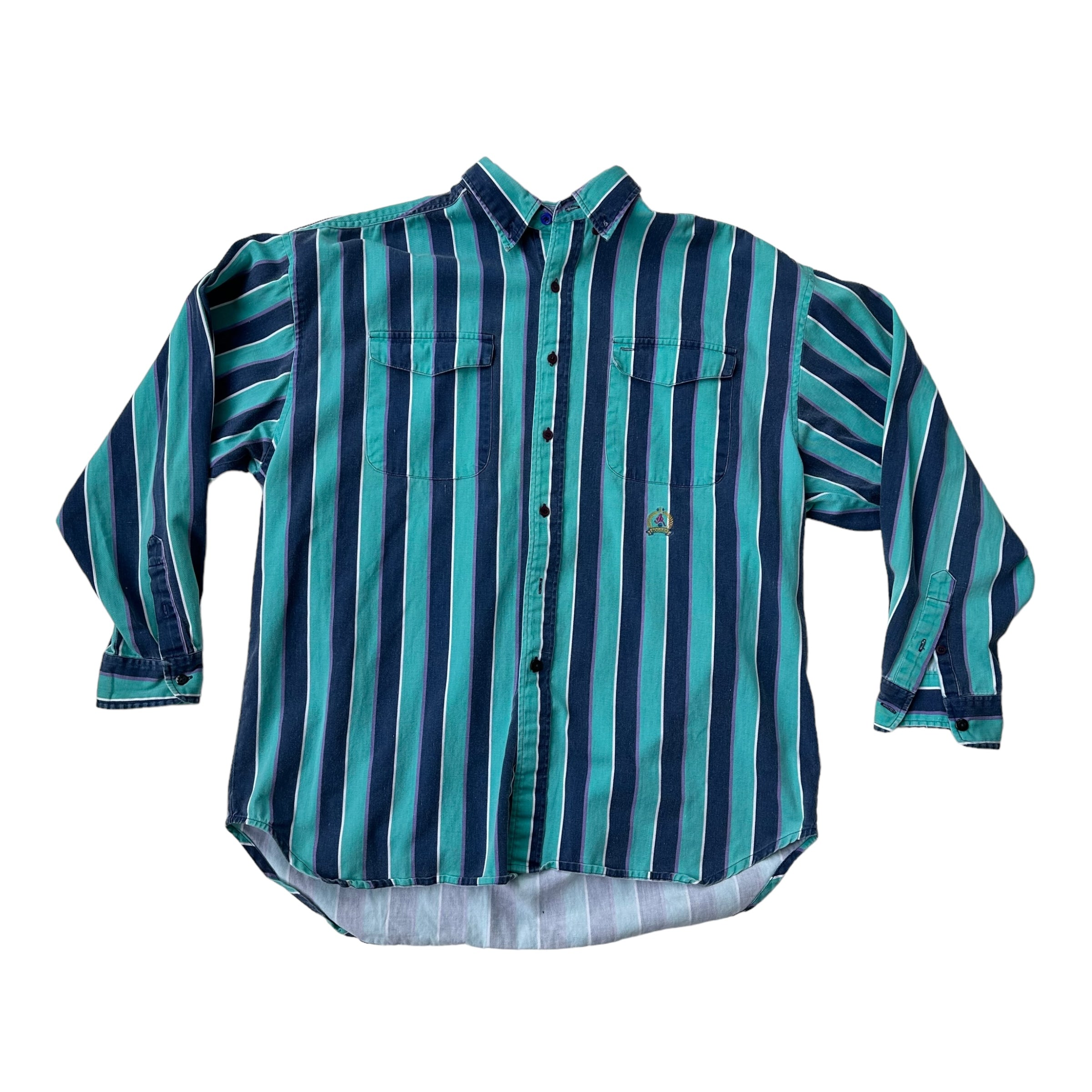 90s Striped Long Sleeve Button Up