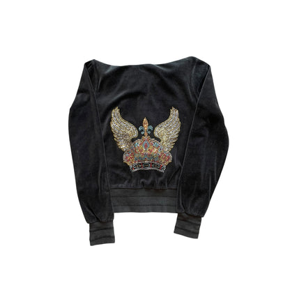 Y2K Romeo &amp; Juliet Couture Bedazzled Velour Hoodie