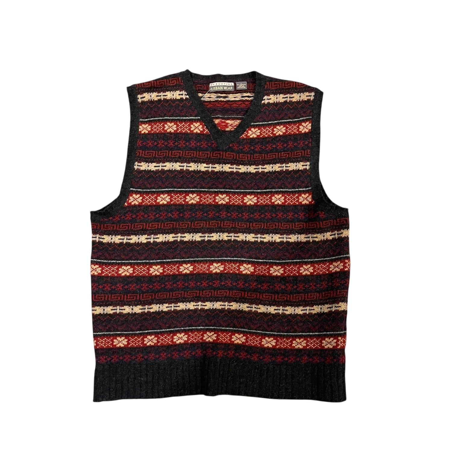 Vintage Structure Urban Wear Multi-print Sweater Vest