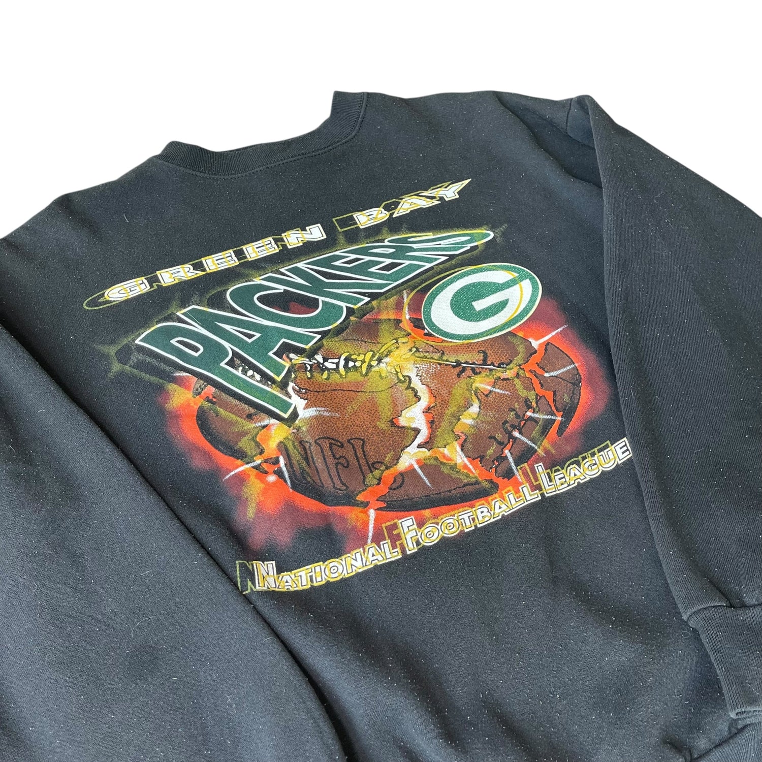 Vintage 90s Green Bay Packers Black 3D Logo Crewneck