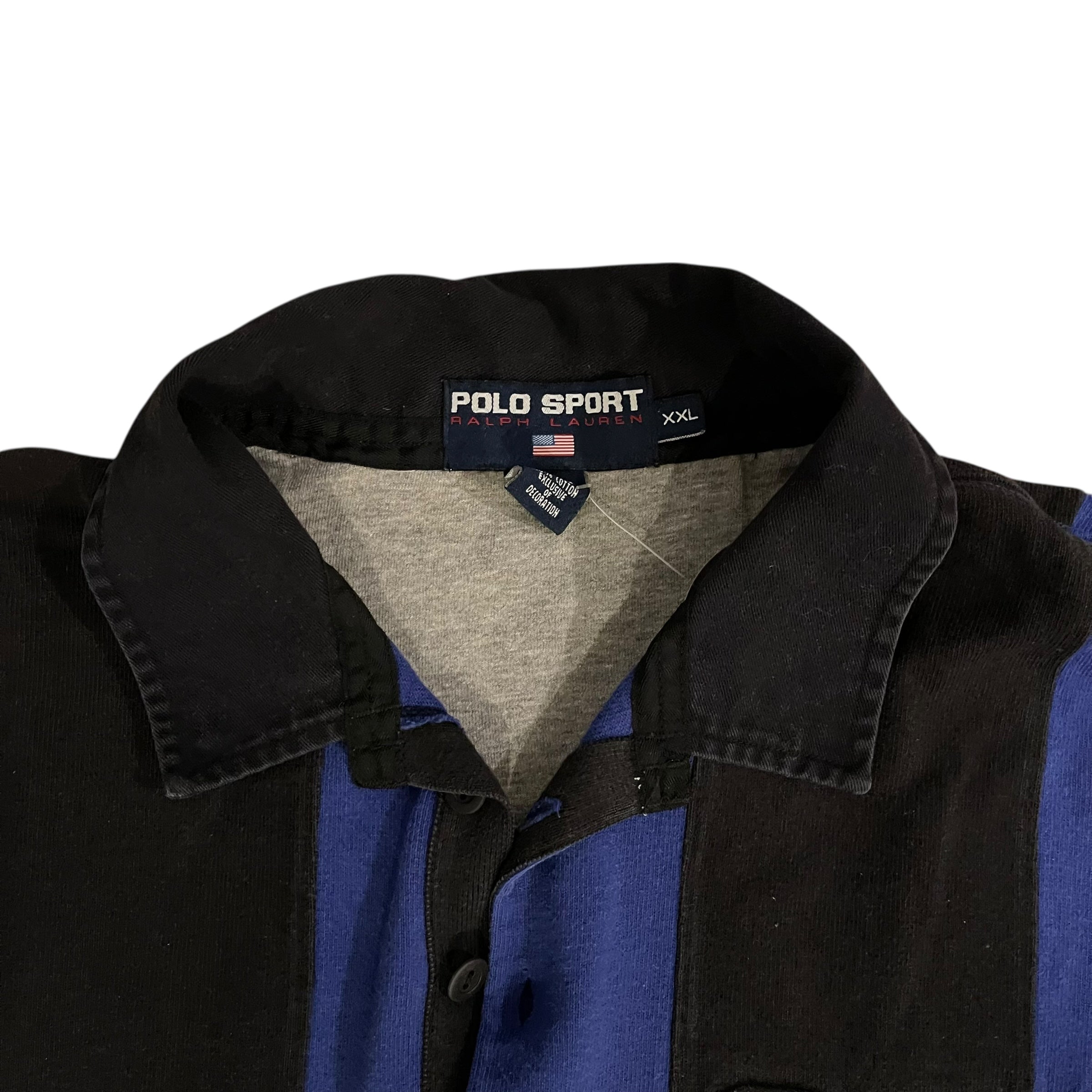 Vintage Polo Sport Black and Blue Rugby Shirt