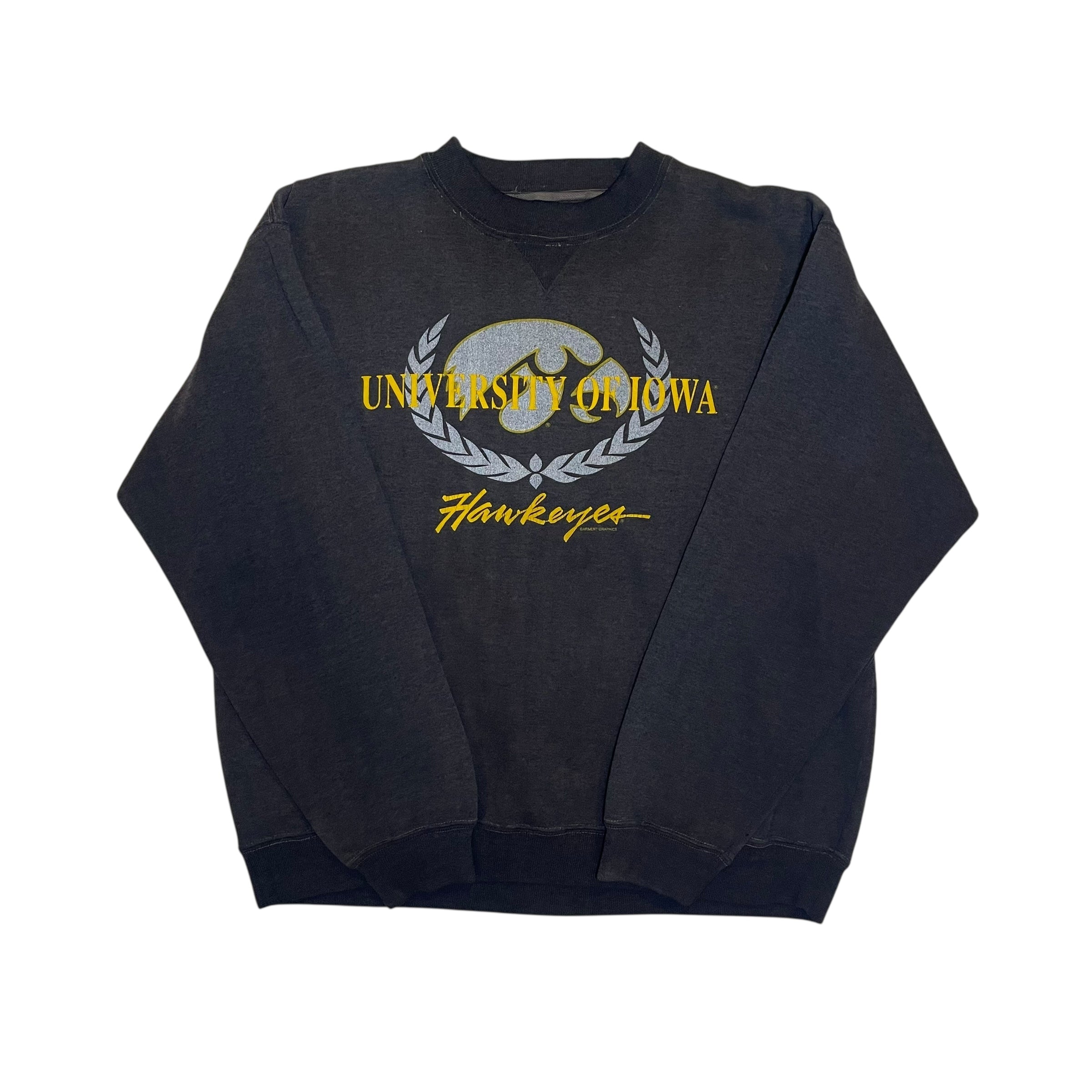 Vintage 90s University of Iowa Hawkeyes Black Crewneck