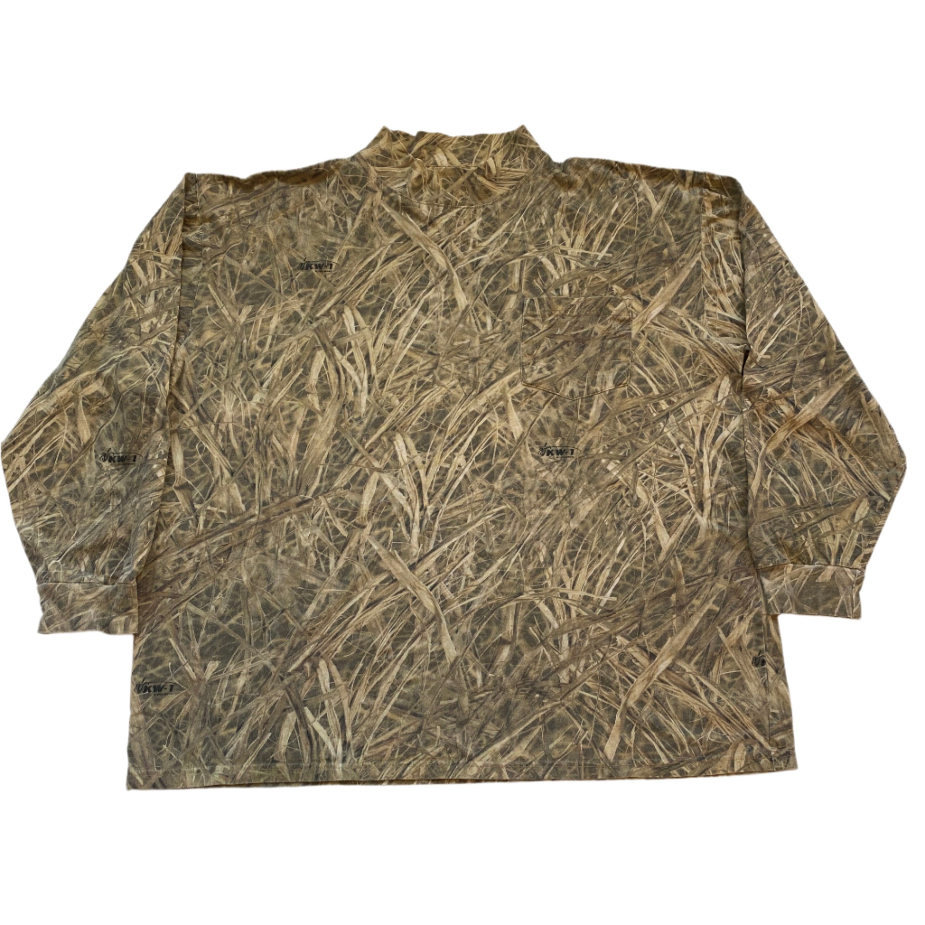 Vintage KW-1 Camo Grass Print Mock Neck Long Sleeve