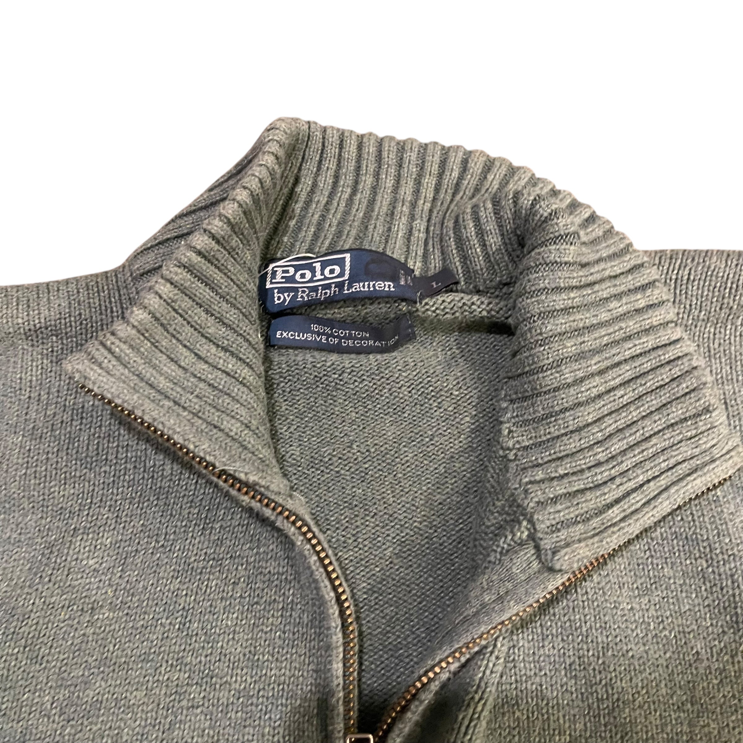 Y2K Polo Ralph Lauren Sea Moss Knit Quarter Zip Sweater