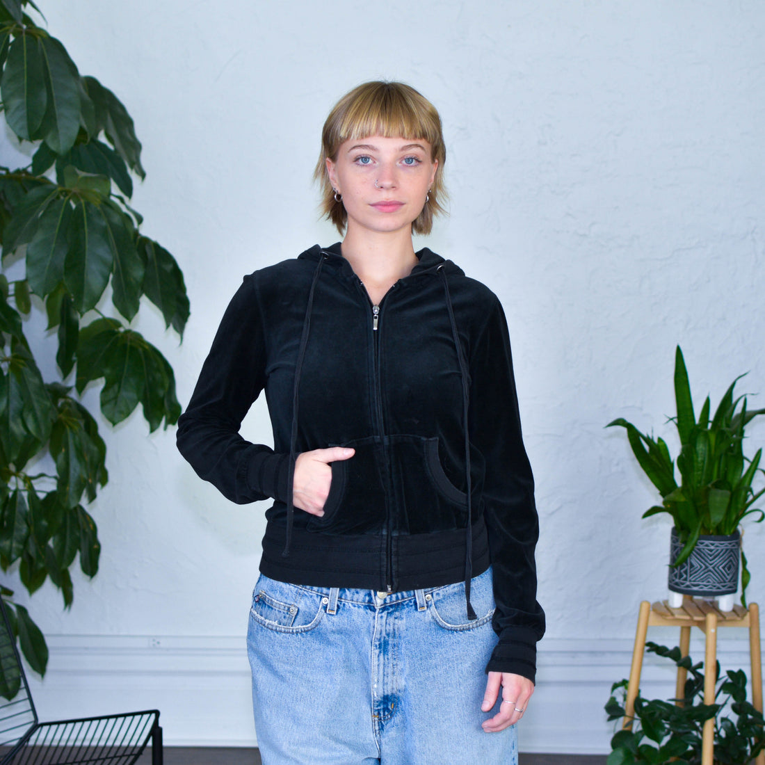 Y2K Romeo & Juliet Couture Bedazzled Velour Hoodie