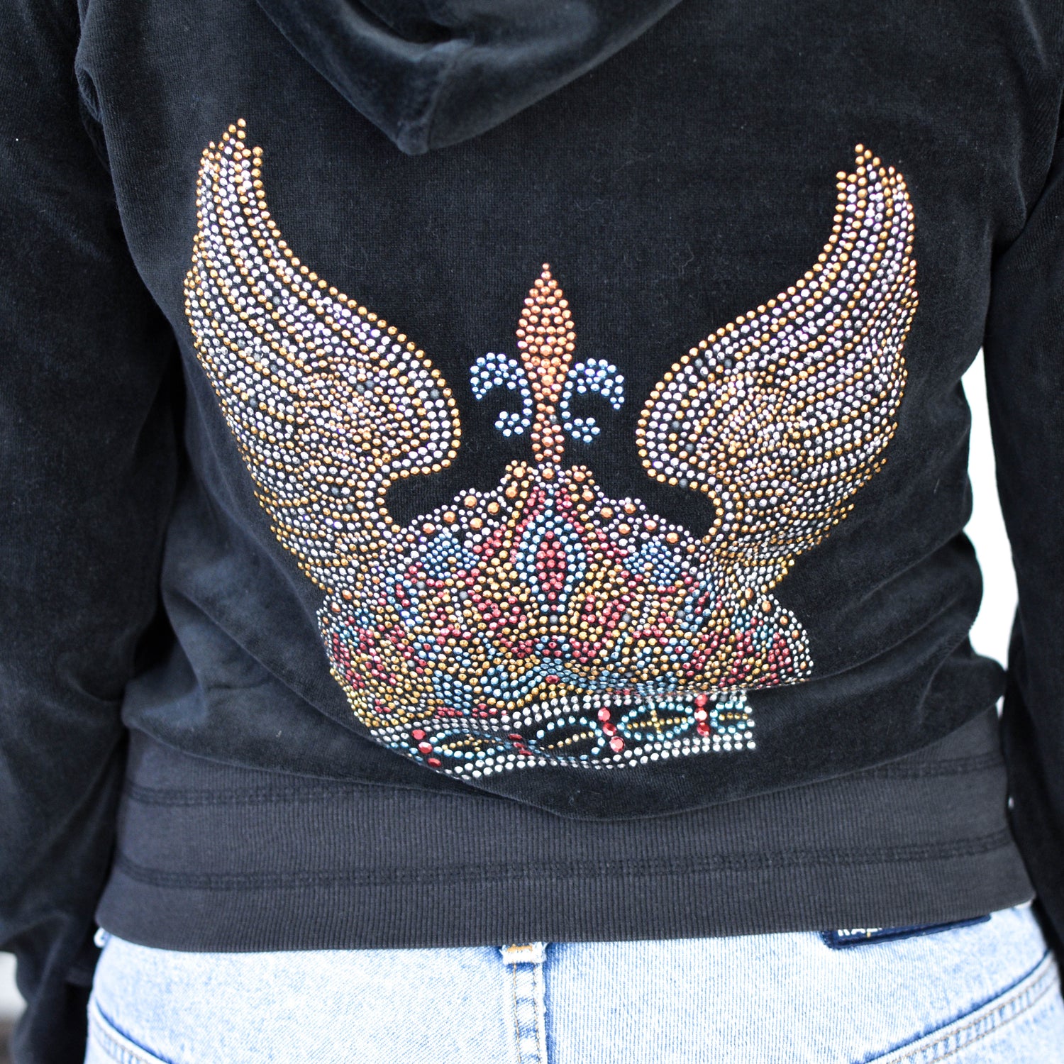 Y2K Romeo &amp; Juliet Couture Bedazzled Velour Hoodie