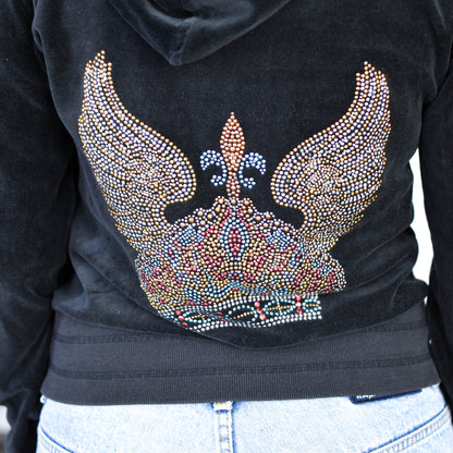 Y2K Romeo &amp; Juliet Couture Bedazzled Velour Hoodie