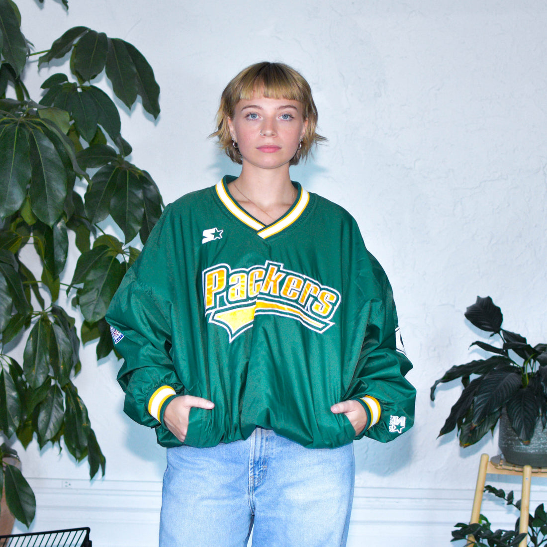 Vintage Green Bay Packers Lined Starter Pullover Windbreaker