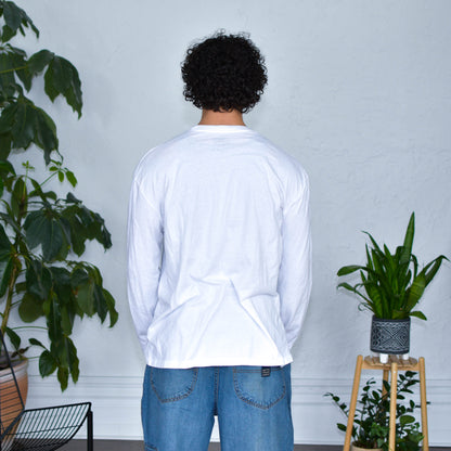 White Long Sleeve Shirt - "Immigrants Keep the World Going" Solidarity Merch