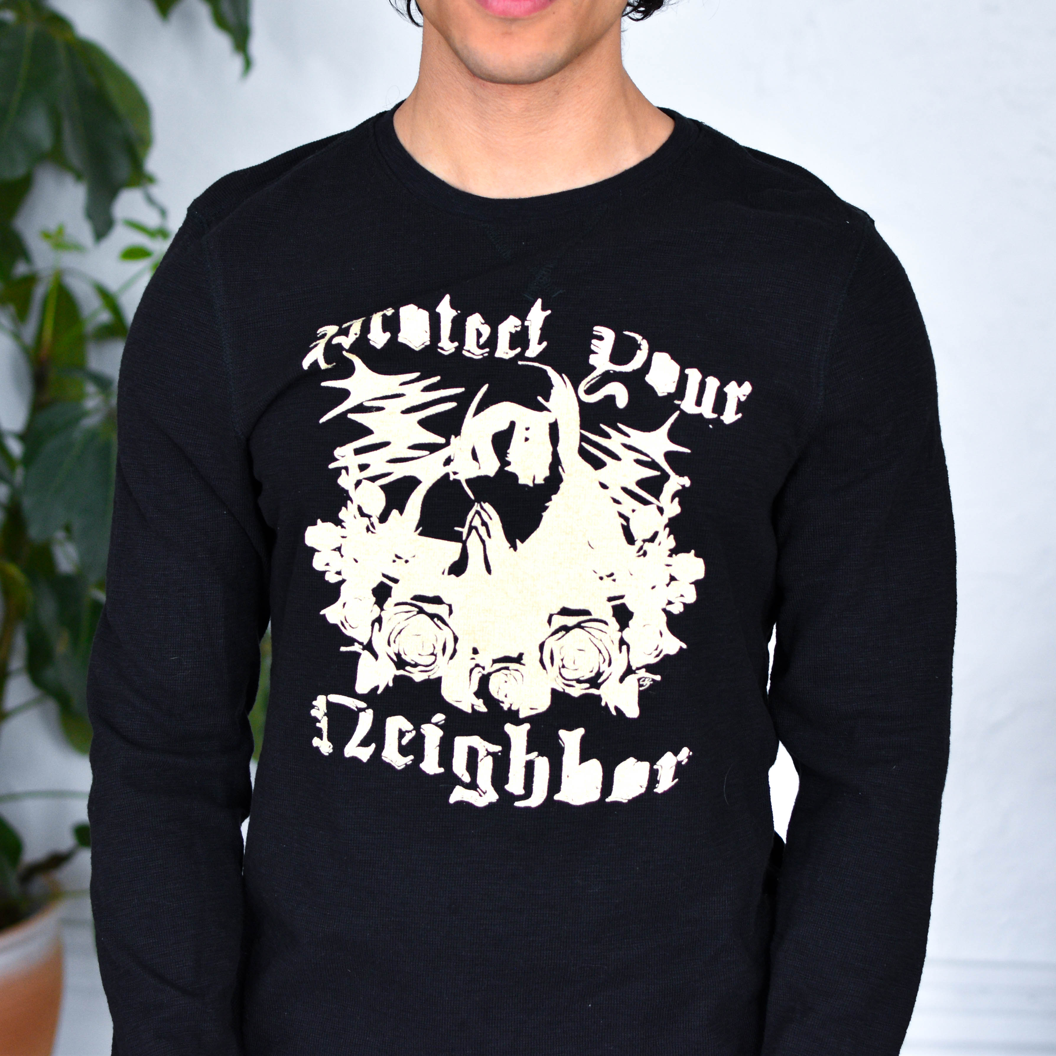 Black Thermal Shirt - "Protect Your Neighbor" Solidarity Merch