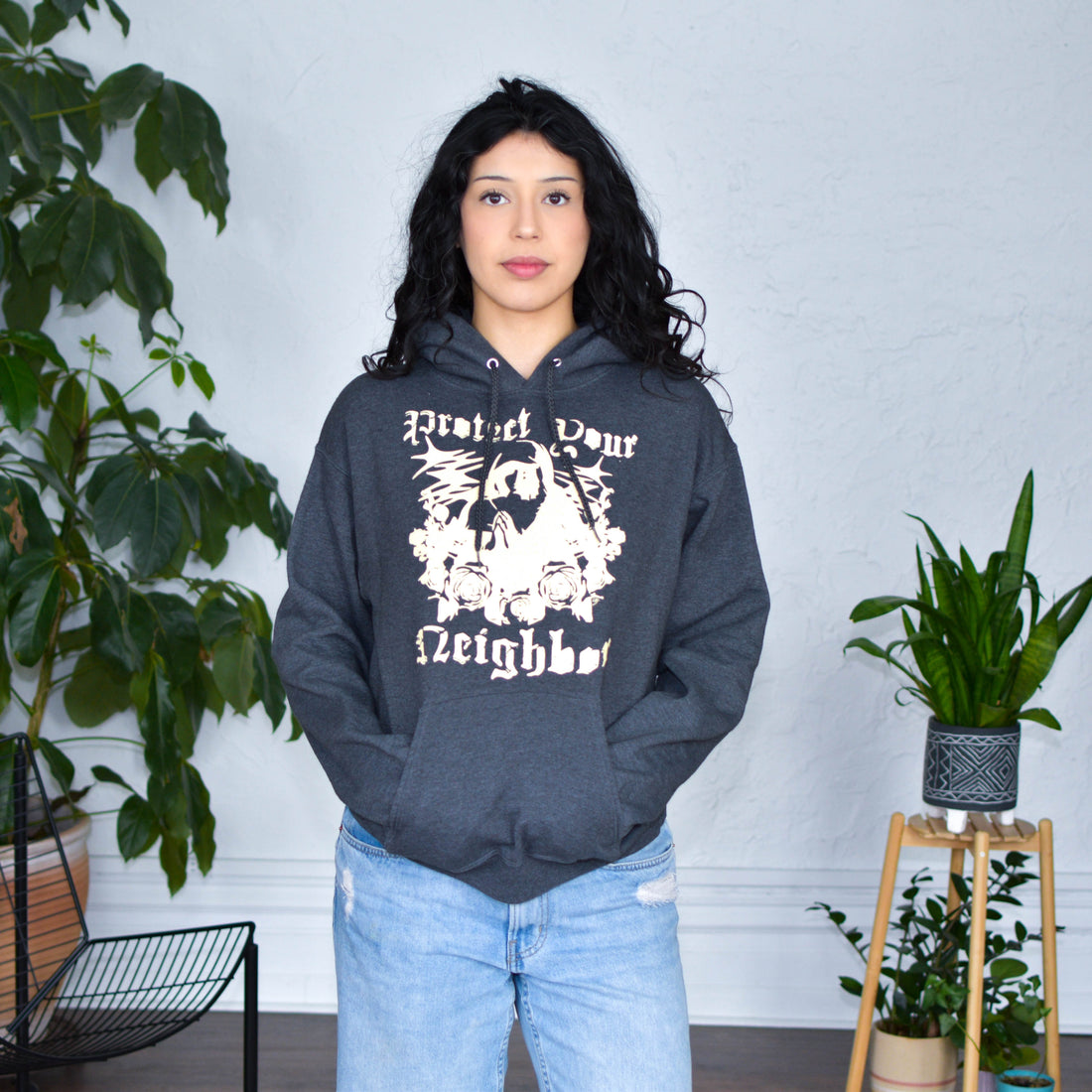 Gray Hoodie "Protect Your Neighbors" Solidarity Merch