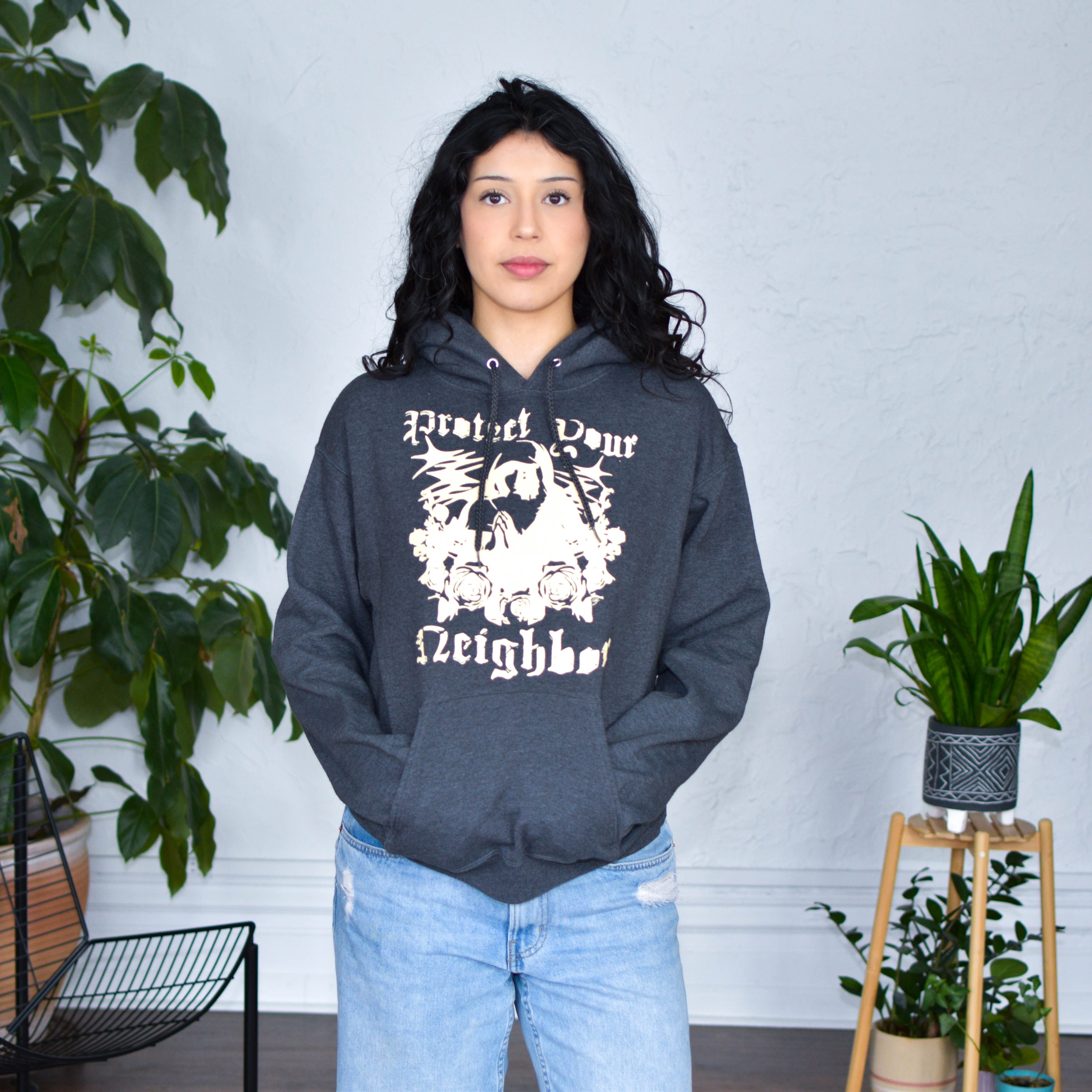 Gray Hoodie "Protect Your Neighbors" Solidarity Merch