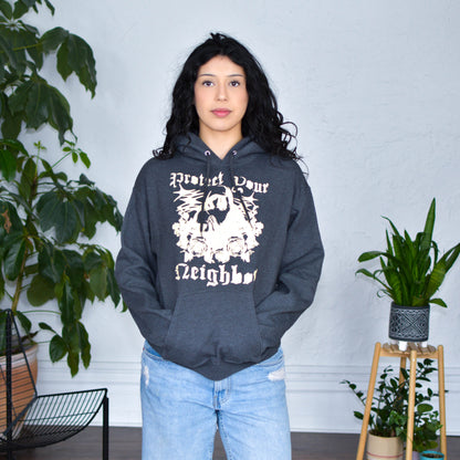 Gray Hoodie "Protect Your Neighbors" Solidarity Merch