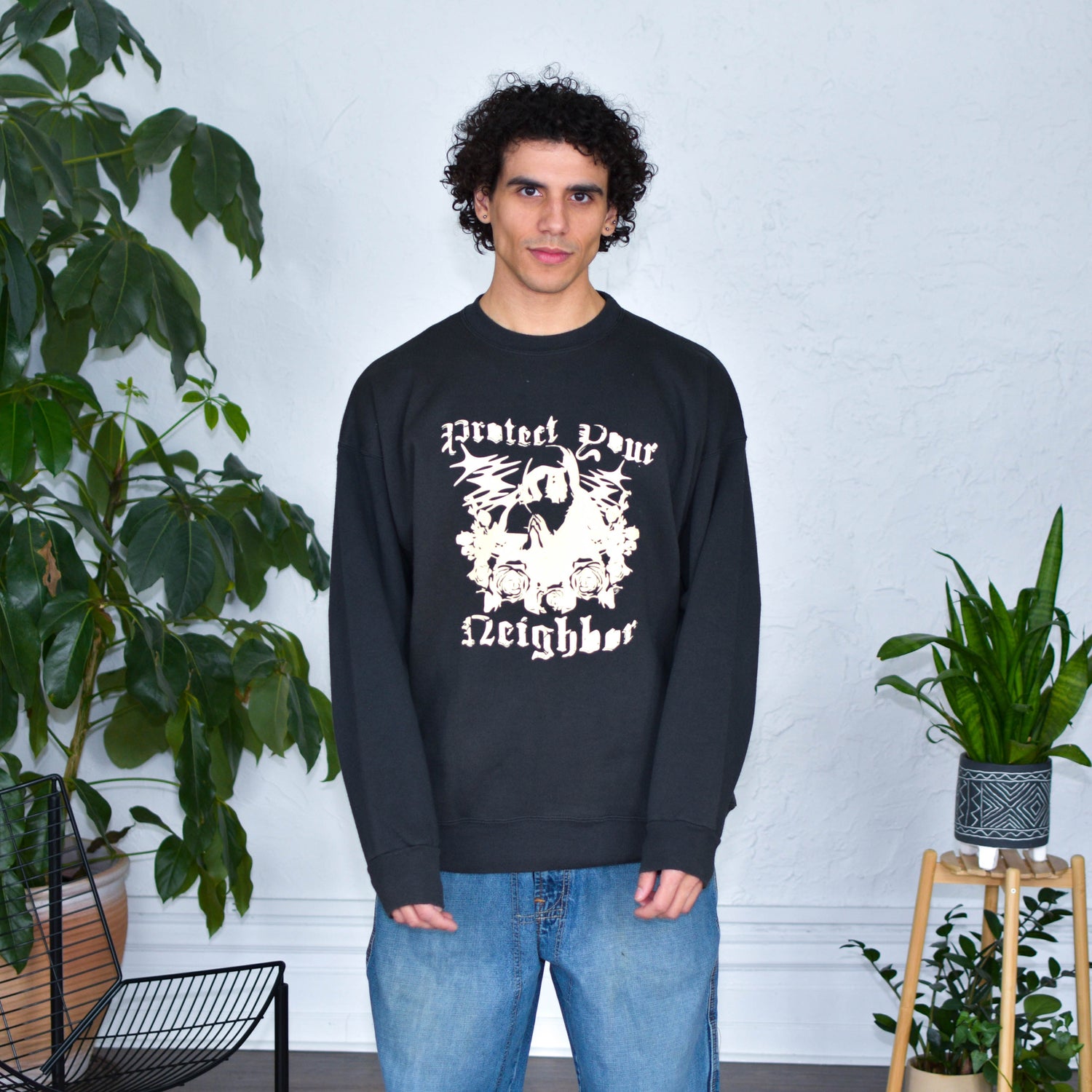 Black Sweatshirt "Protect Your Neighbor" Solidarity Merch