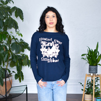 Navy Thermal Shirt - "Protect Your Neighbor" Solidarity Merch
