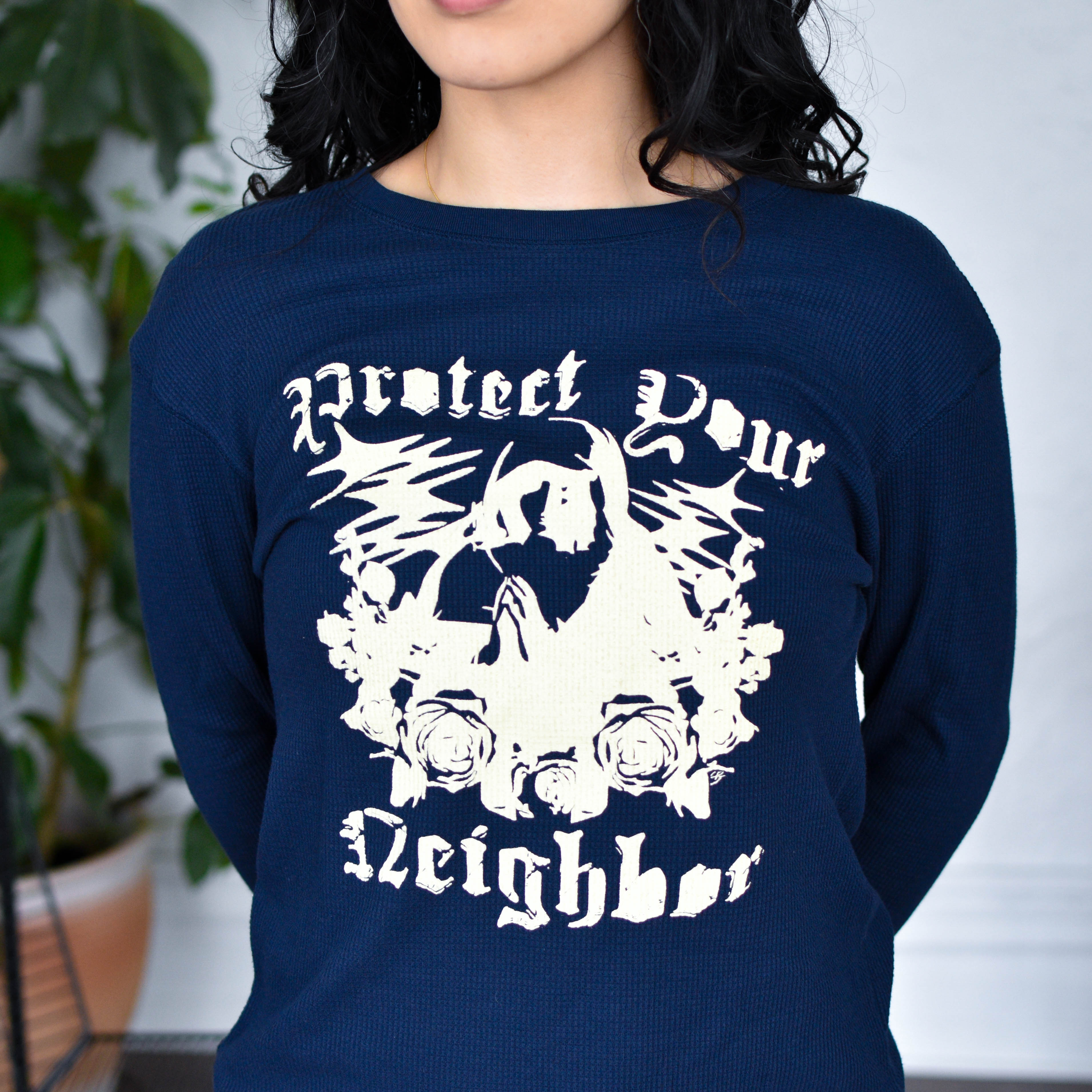 Navy Thermal Shirt - "Protect Your Neighbor" Solidarity Merch