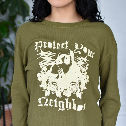 Olive Thermal Shirt - "Protect Your Neighbor" Solidarity Merch
