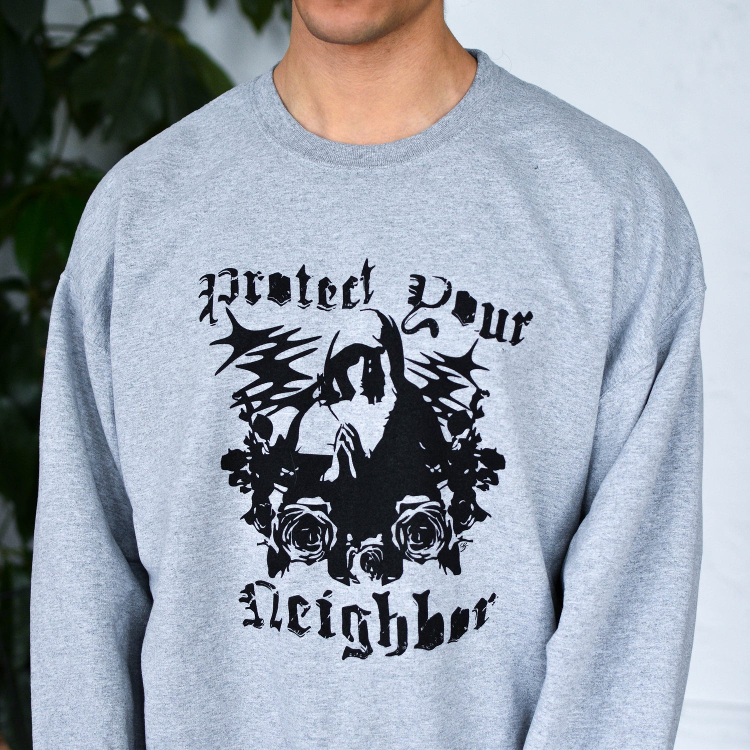 Gray Sweatshirt "Protect Your Neighbors" Solidarity Merch