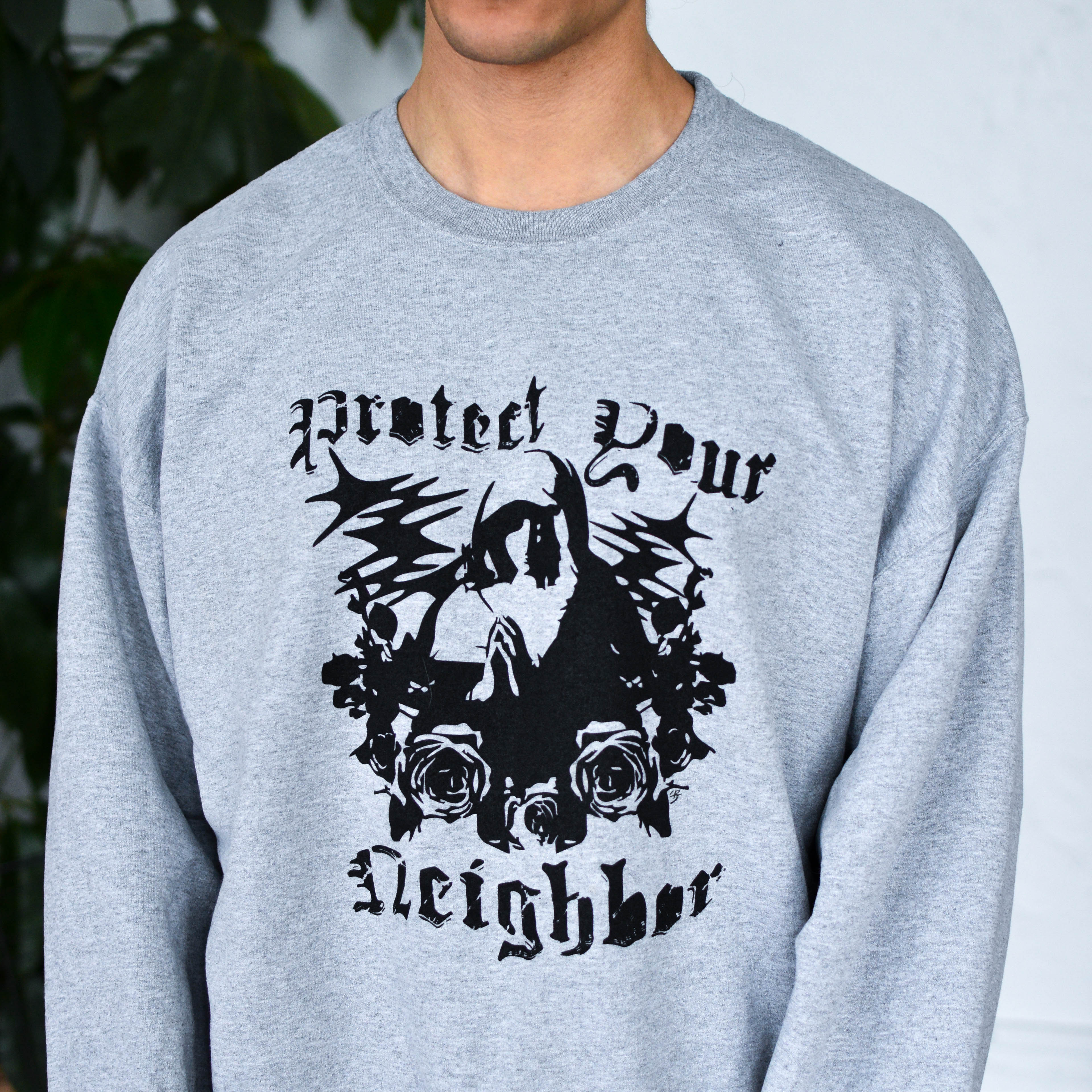 Gray Sweatshirt "Protect Your Neighbors" Solidarity Merch
