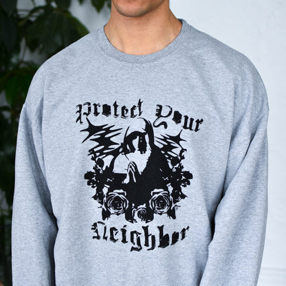 Gray Sweatshirt "Protect Your Neighbors" Solidarity Merch