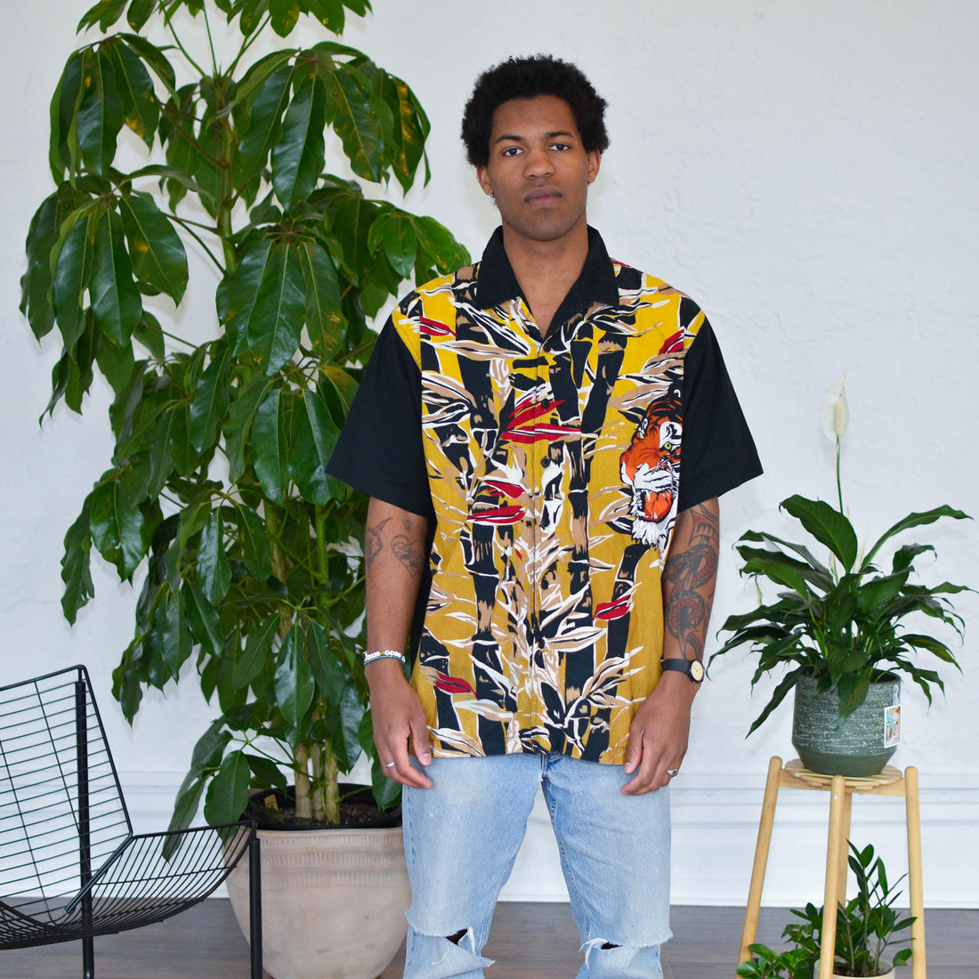 Y2k No Boundaries Tiger Button Up