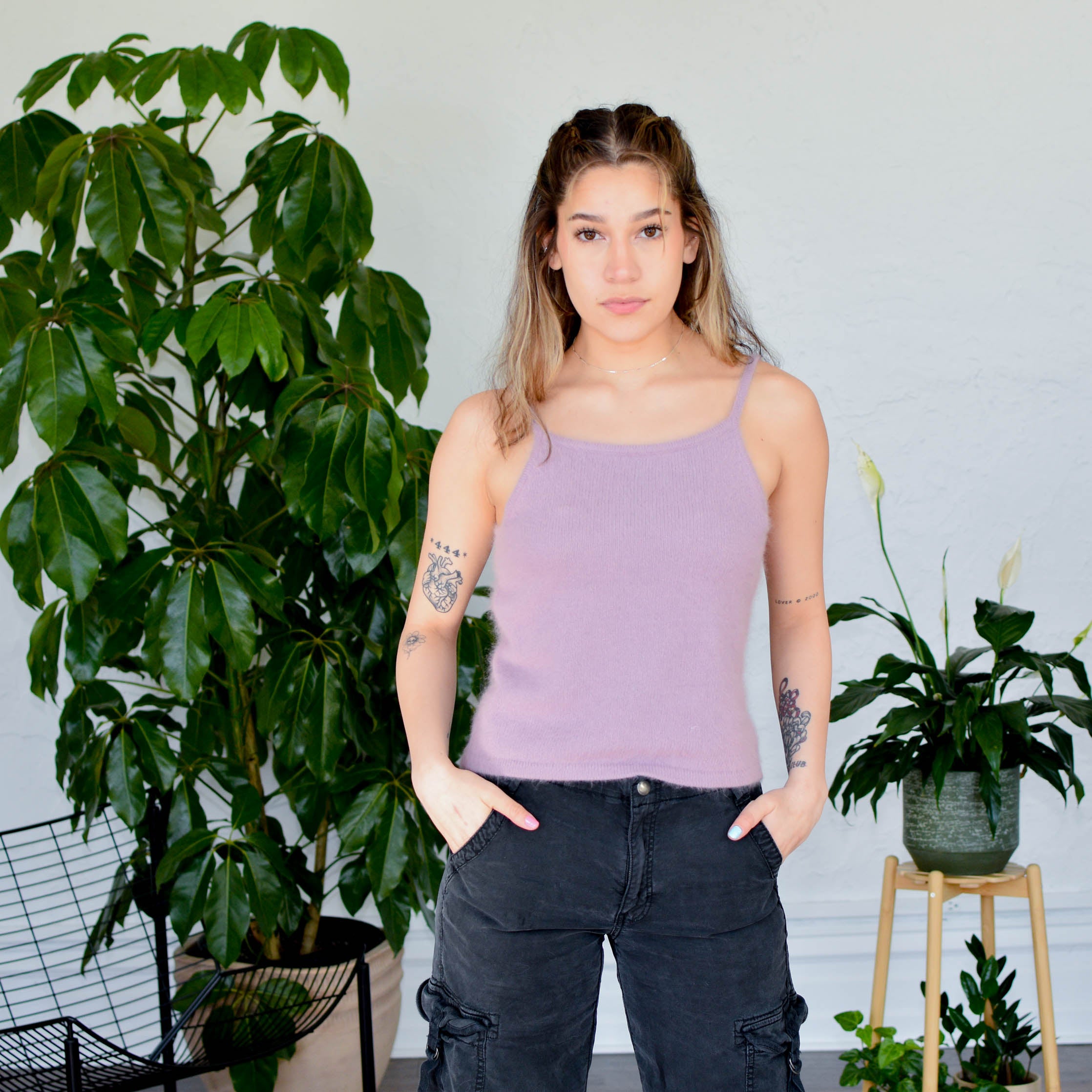 90s Xhilaration Fuzzy Purple Tank Top