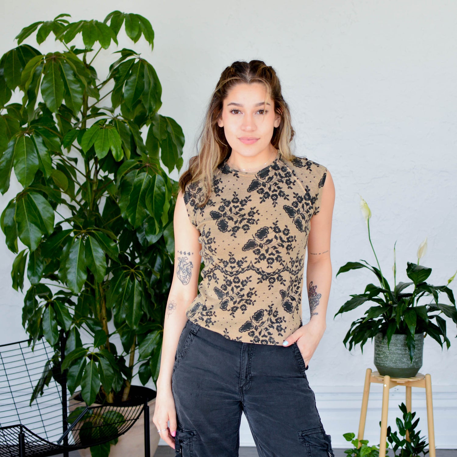 Y2k Lace Print Femme Tank Top