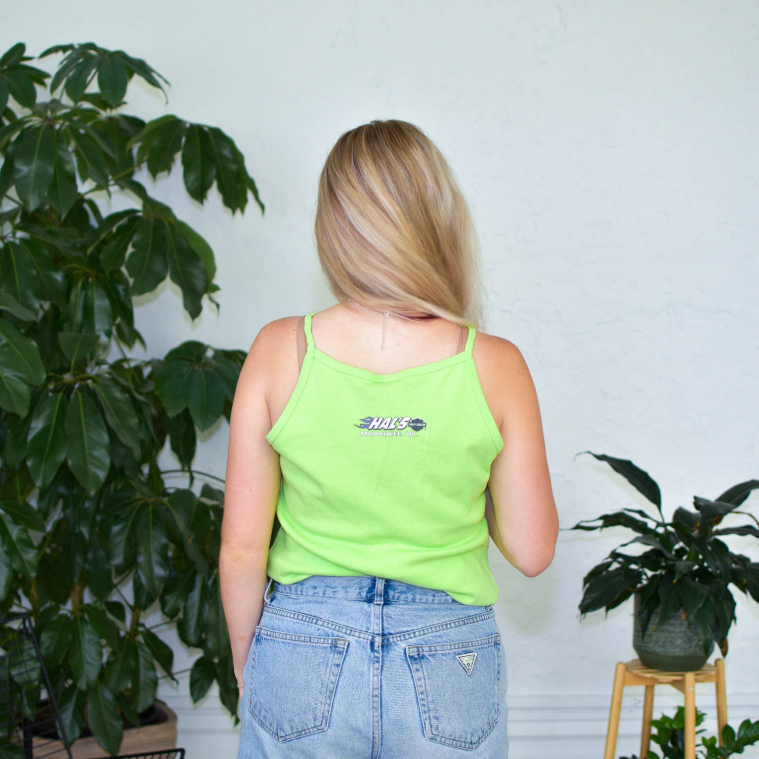 2000 Harley Davidson Lime Green Tank Top